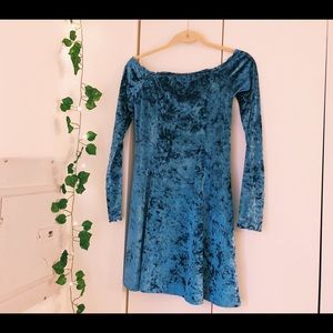 Velvet Off Shoulder Skater Dress